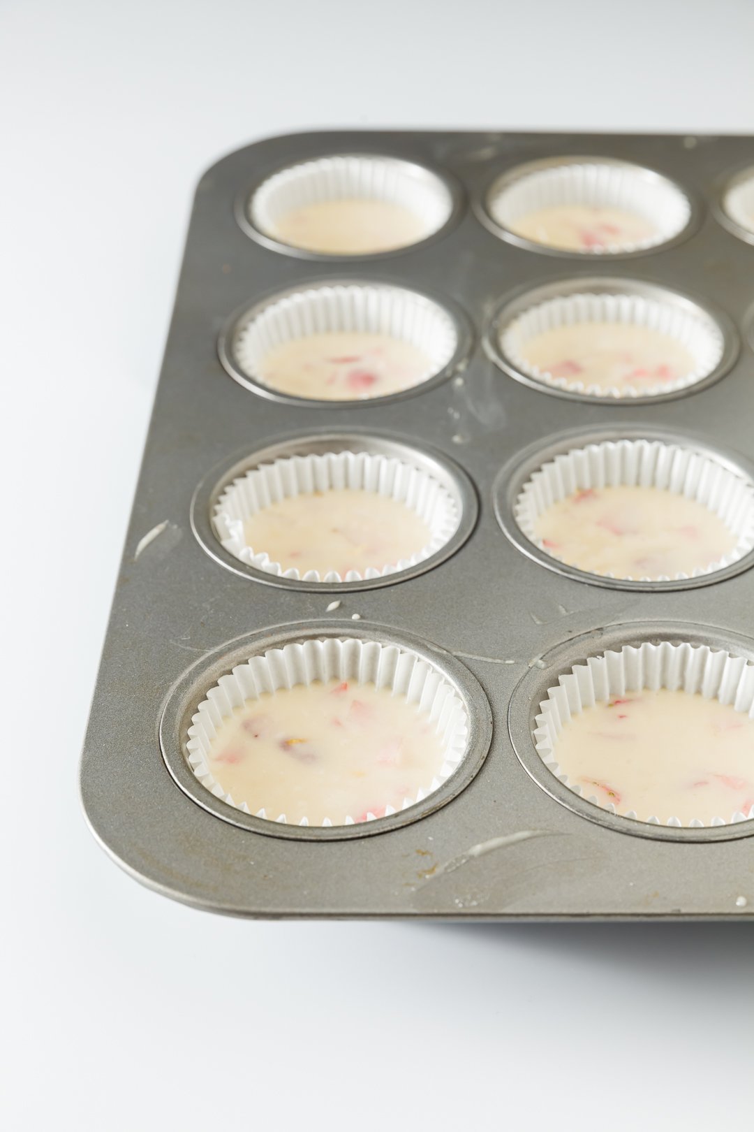 Strawberry cupcakes ready to be baked
