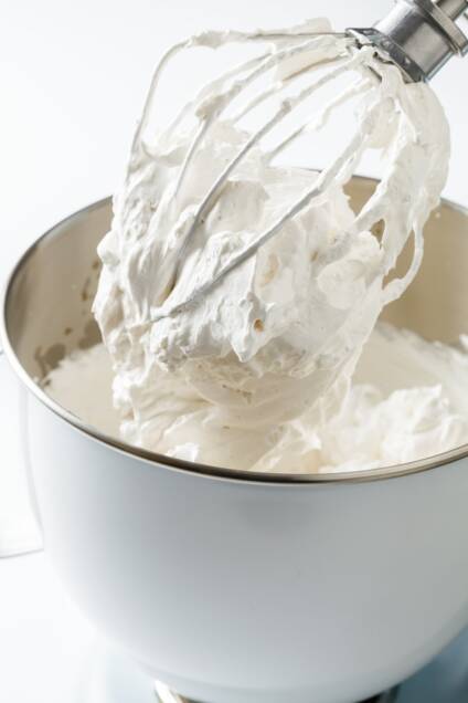Marshmallow Frosting in a mixing bowl