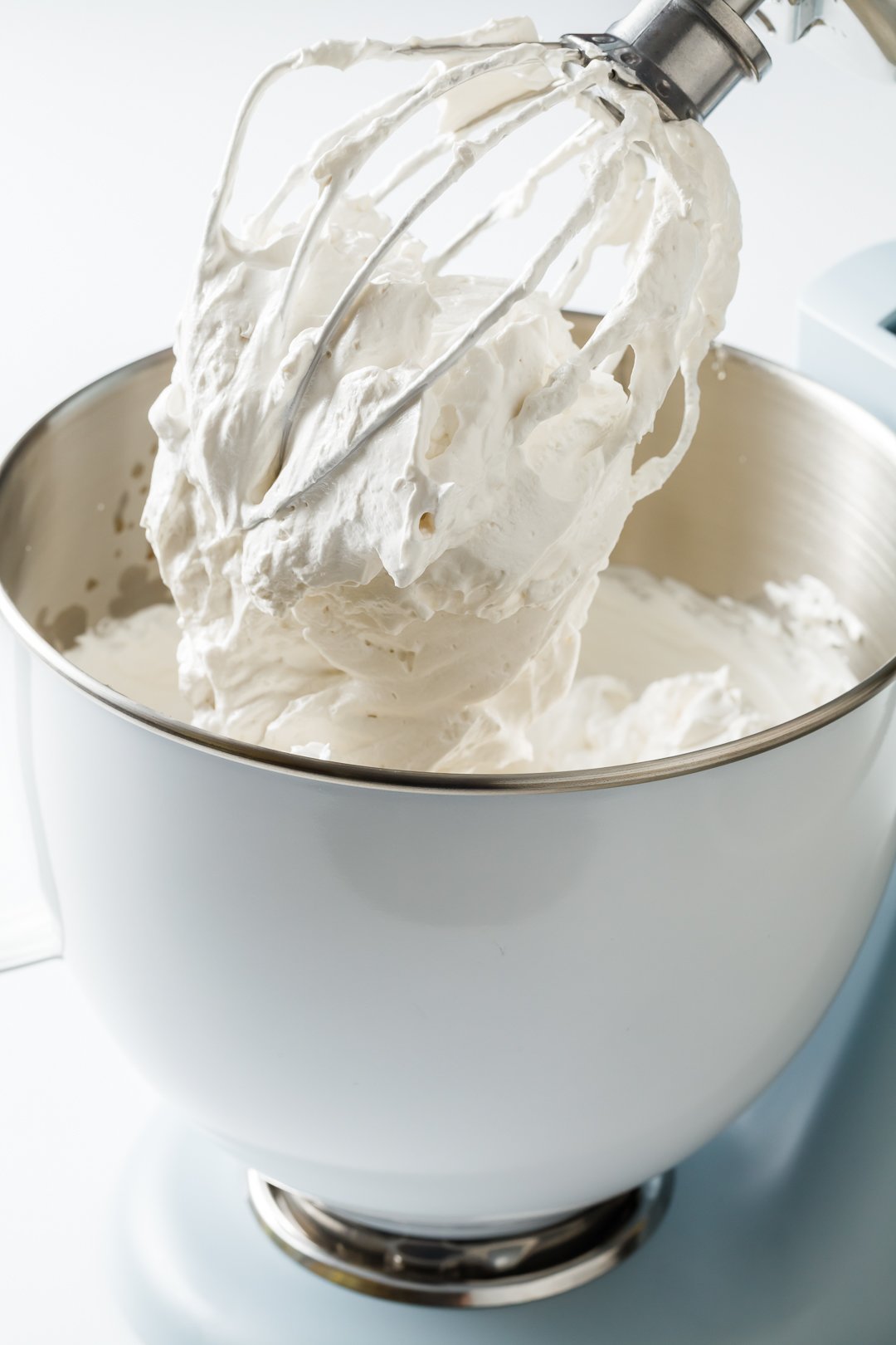 stiff egg white peaks in a stand mixer