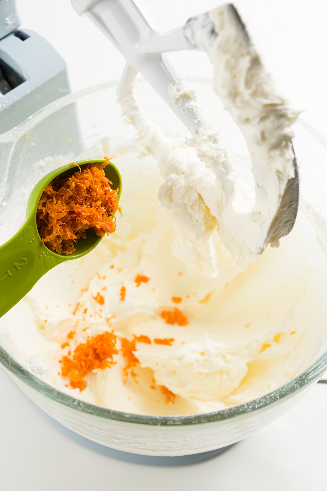 Adding orange zest to frosting batter