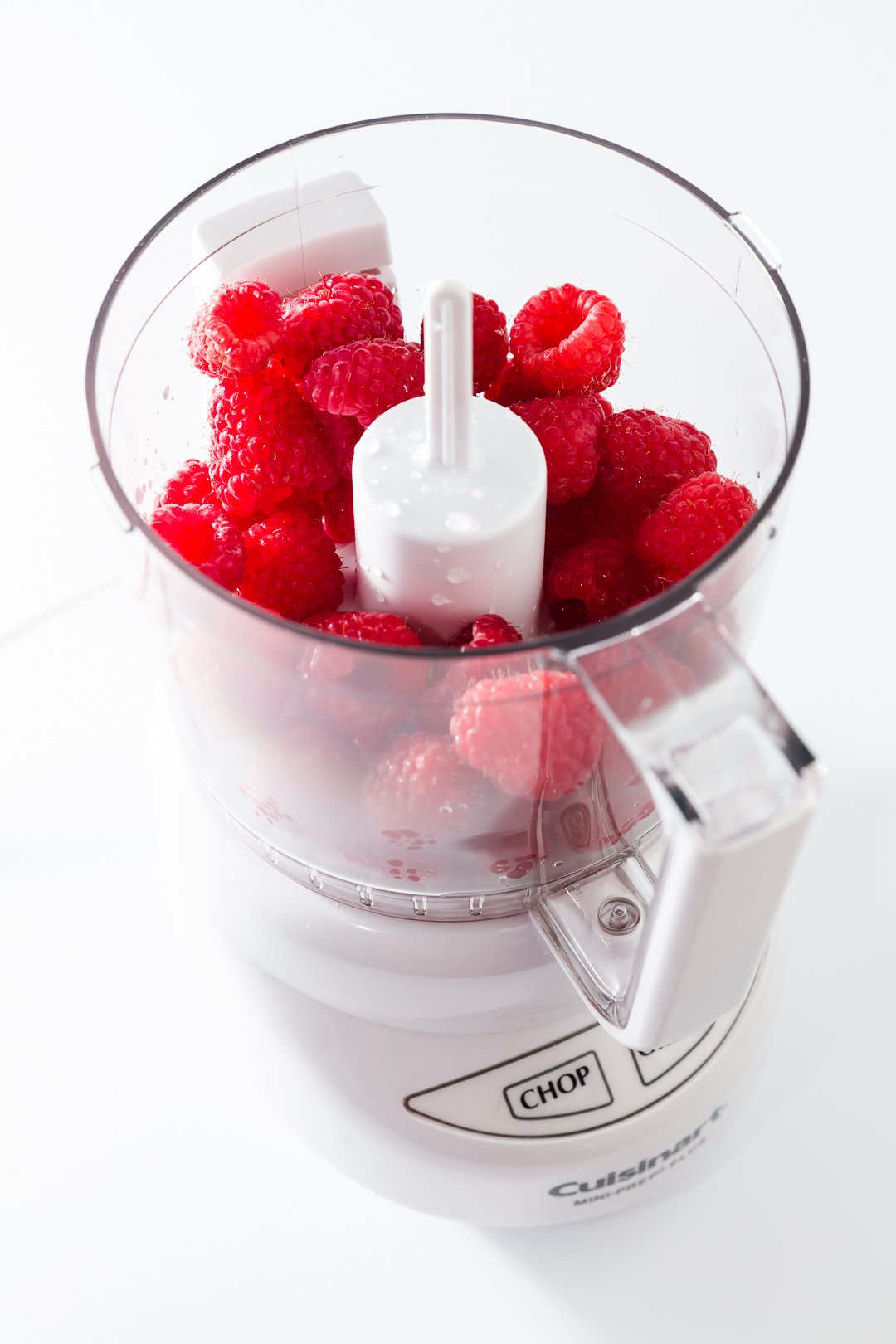 Raspberries in a food processor