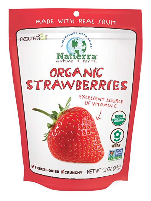 a stock image of packaged freeze dried strawberries
