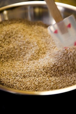 toasting sesame seeds