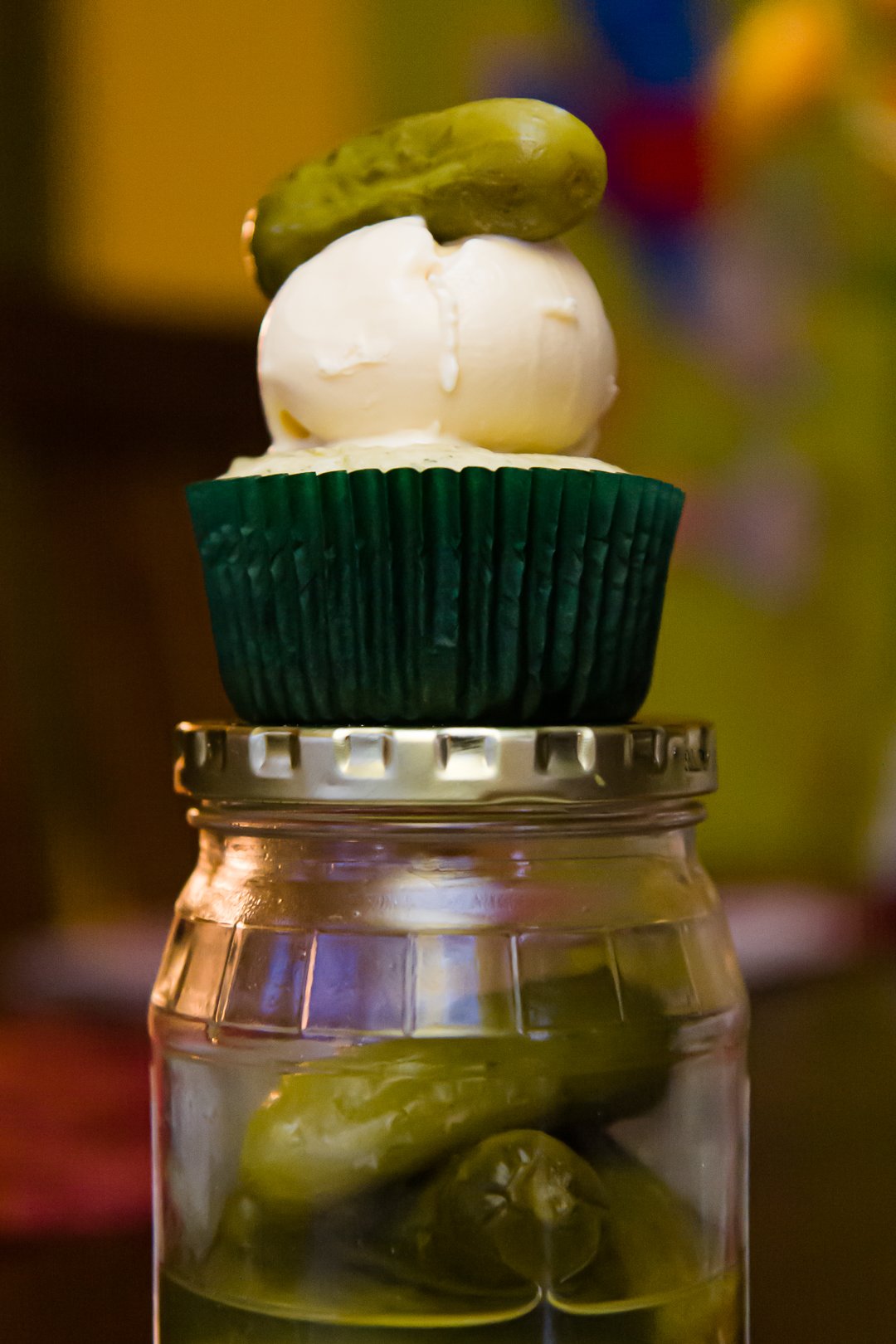 Pickle Cupcakes on a Pickle Jar