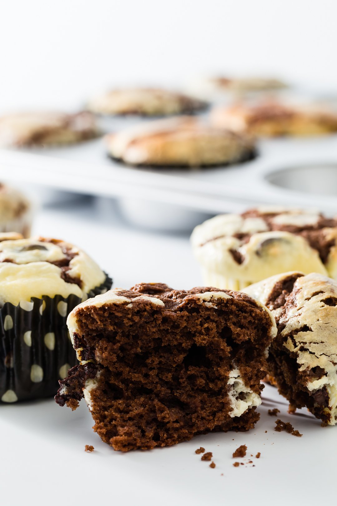 Inside of a black bottom cupcake