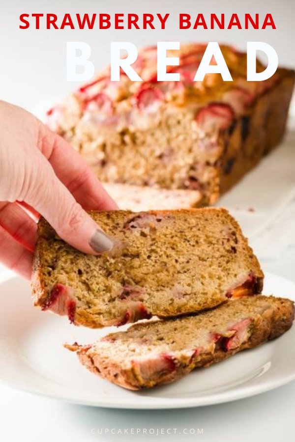 Strawberry banana bread is a fun twist on banana bread! Moist banana bread perfect for morning breakfast with a cup of coffee! Start your morning right with this pretty Strawberry Banana Bread!