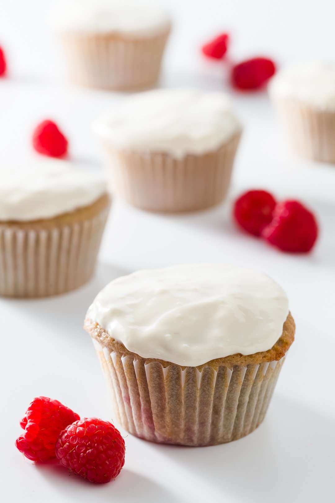 Cupcakes frosted with Greek yogurt frosting