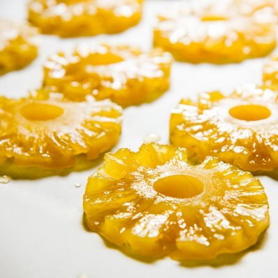 Candied pineapple on parchment
