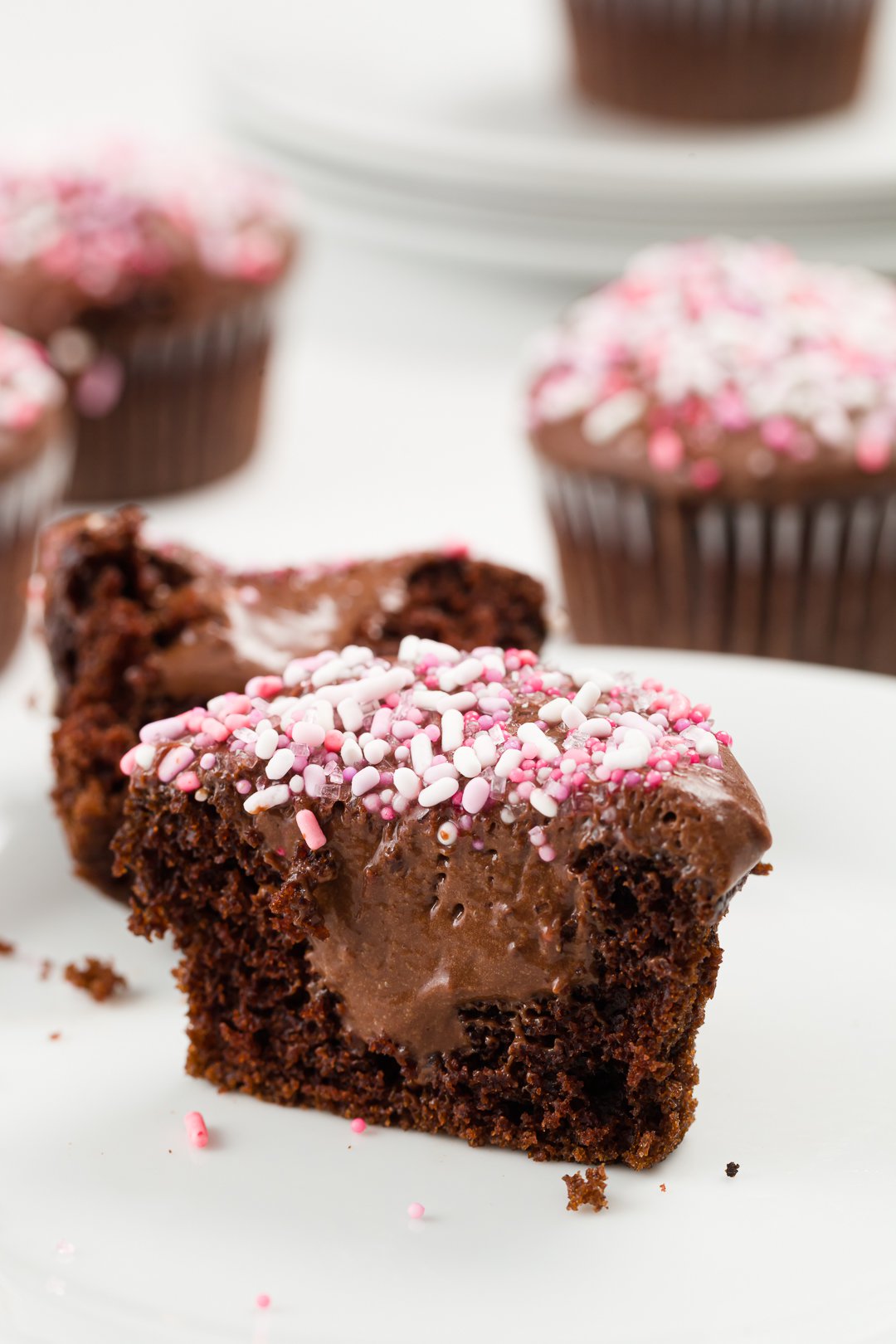 Inside of a filled cupcake