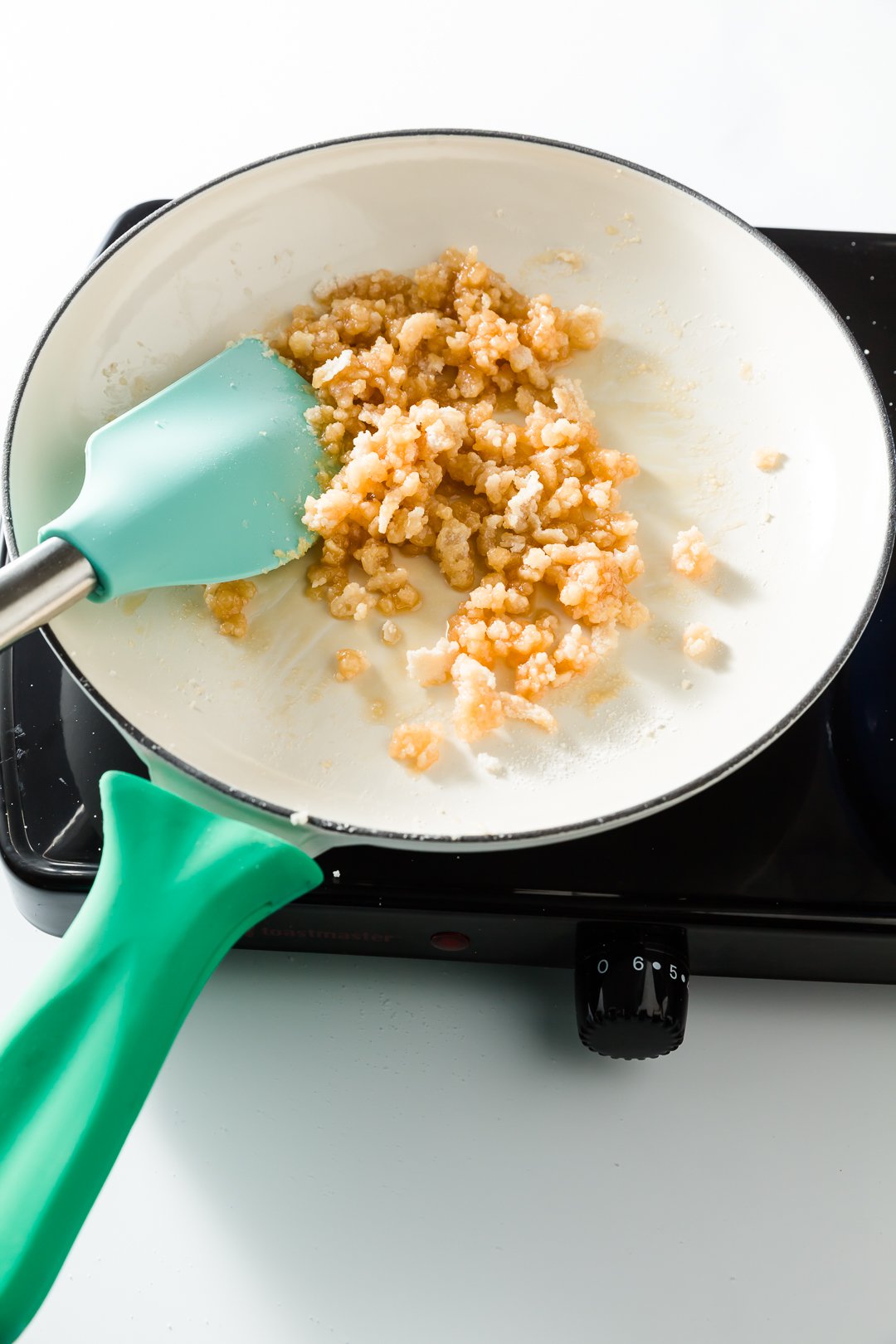 Crystallized sugar in a saucepan