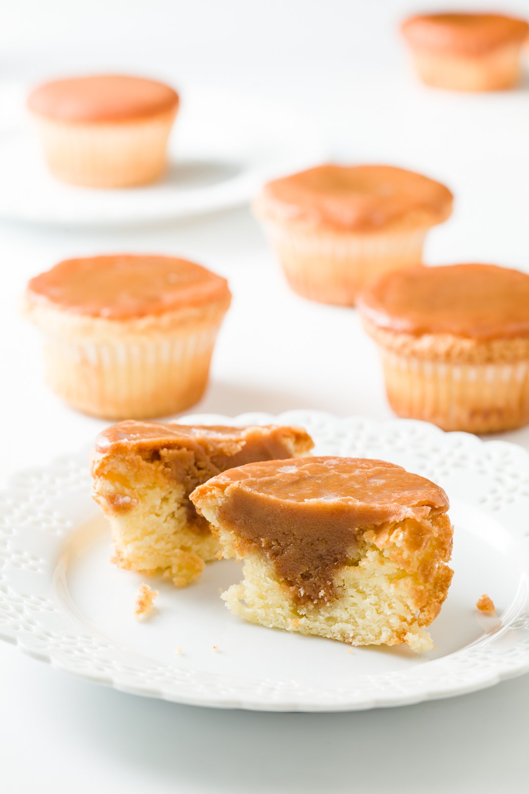 Cupcakes with caramel inside and on top