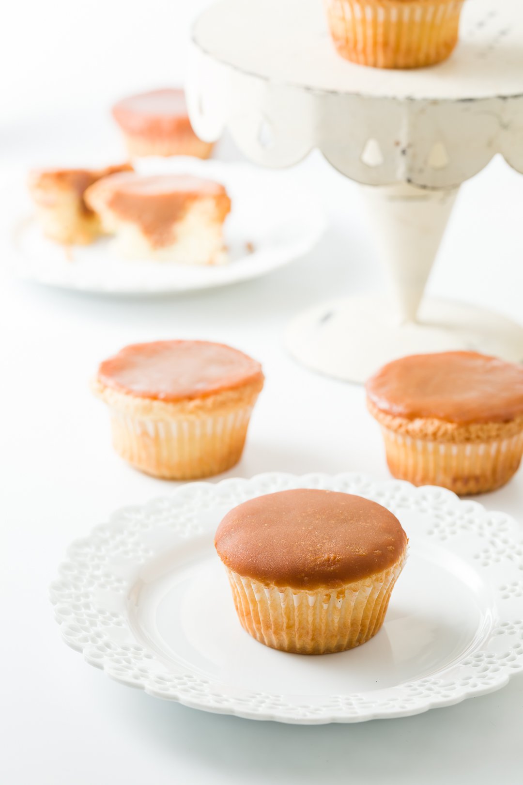 Cupcakes topped with caramel icing