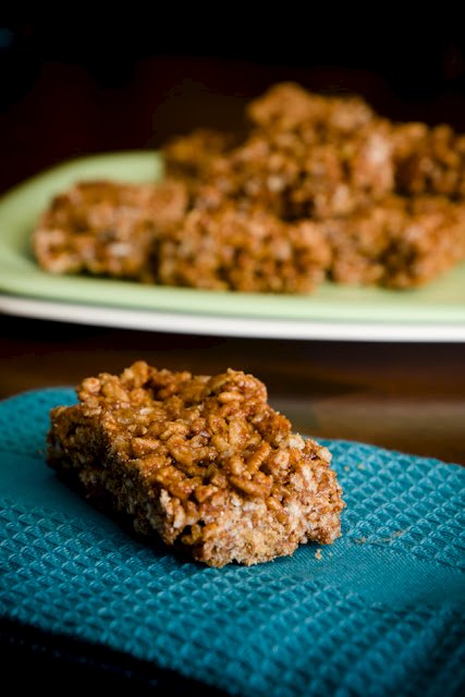 Nutella Rice Krispie Treat on a Blue napkin