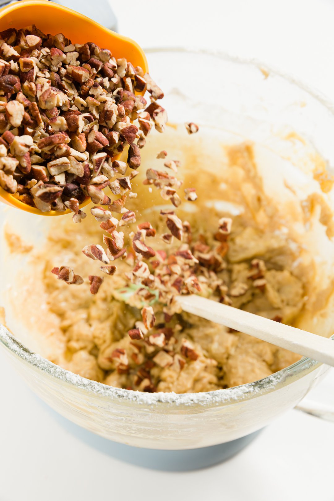 Adding pecans to batter