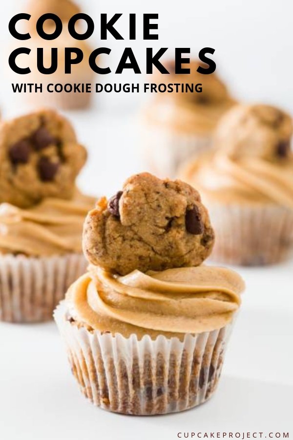 If you are are chocolate chip lover, then this is the best cupcake for you! It's a cookie cupcake with cookie dough frosting and a chocolate chip cookie on top. It's a chocolate chip cookie nirvana!