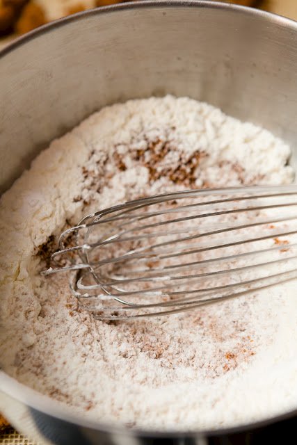 Whisking the cupcake nugget "breading"