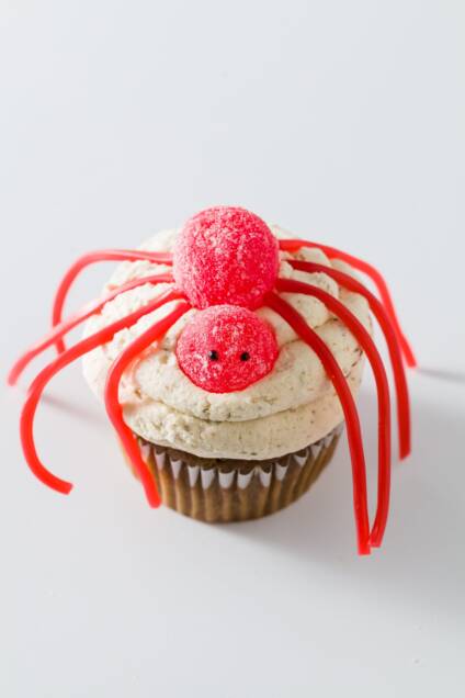 Halloween cupcake with a spider on top