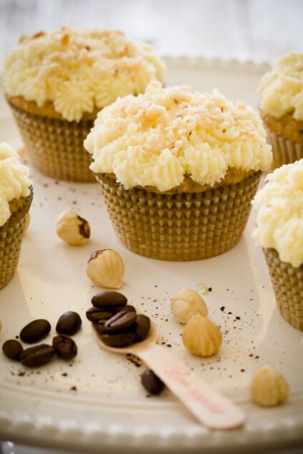 Cupcakes with Coffee beans as an example of a coffee desserts