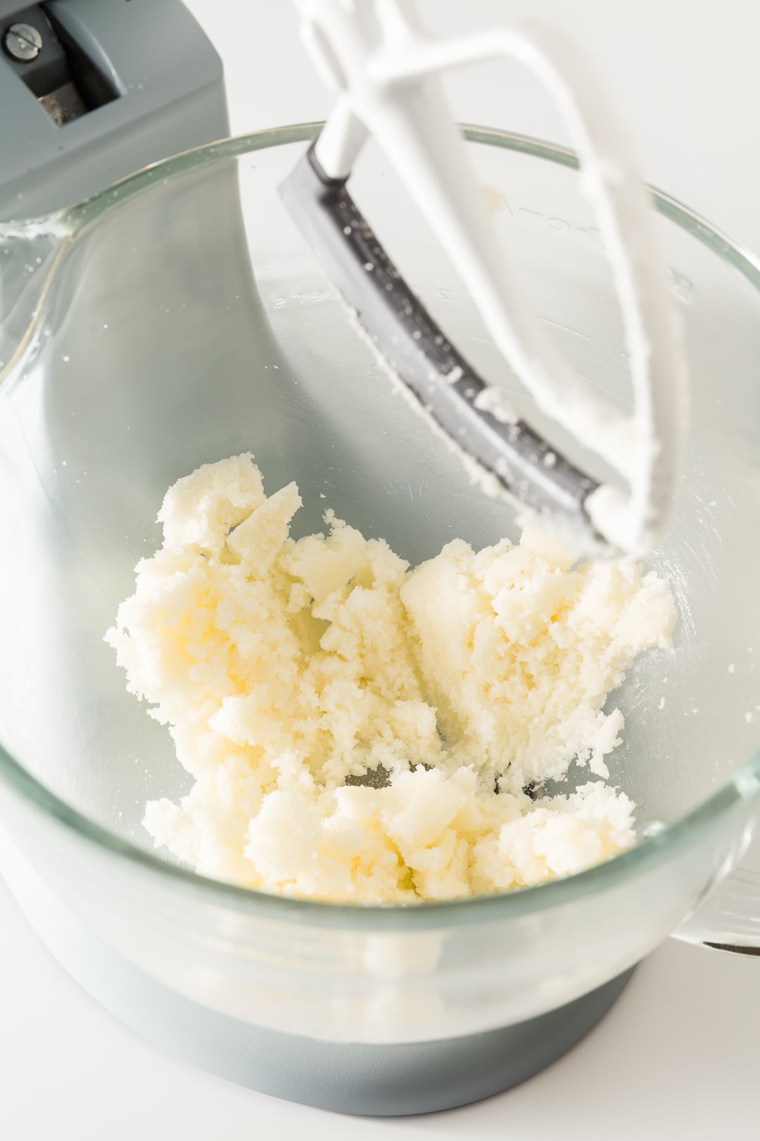 Butter and sugar mixed in stand mixer