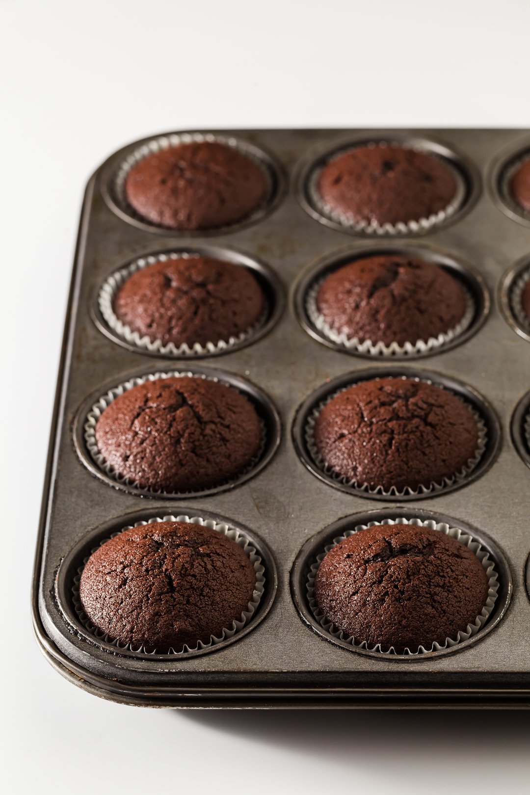 Chocolate cupcakes in cupcake tins