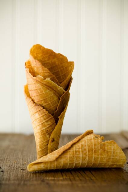 Stack of Homemade Waffle Cones