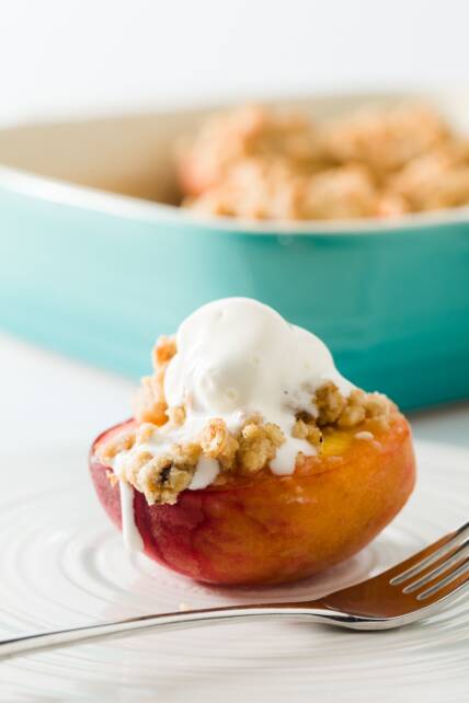 Baked Peaches with Crumb Topping