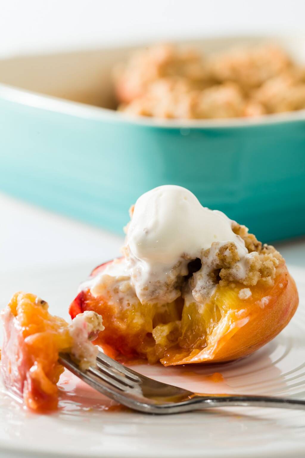 Baked Peaches with Crumb Topping