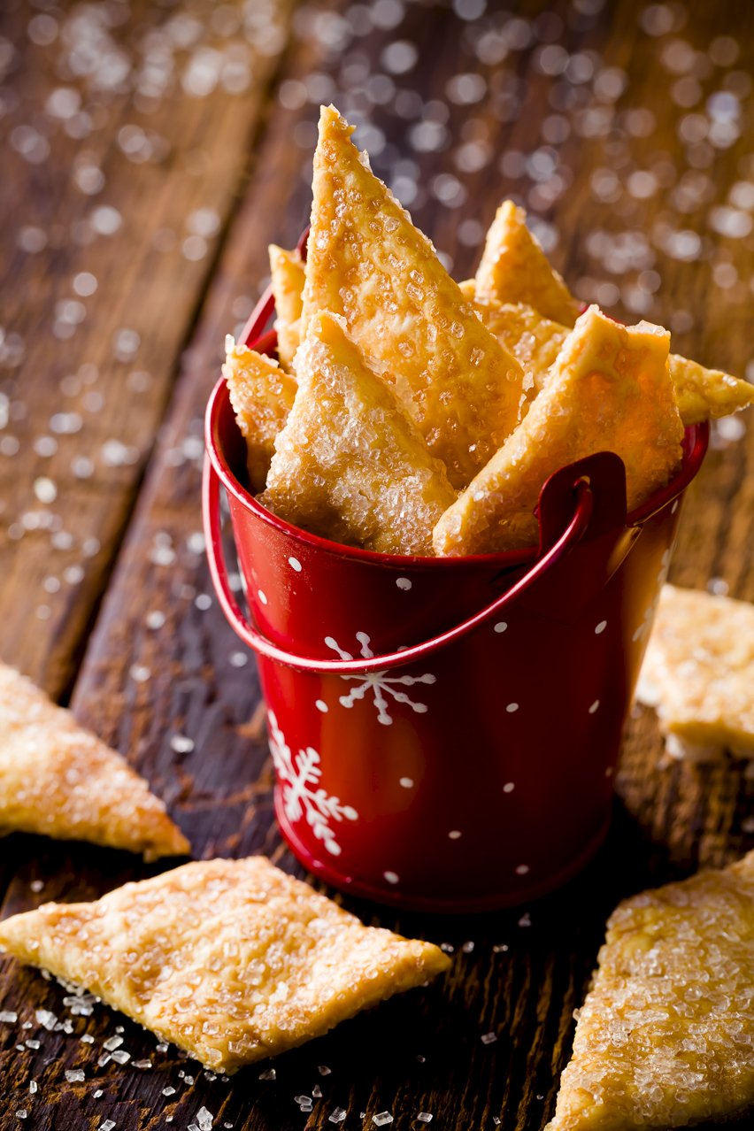 Dutch cookies in a metal pail