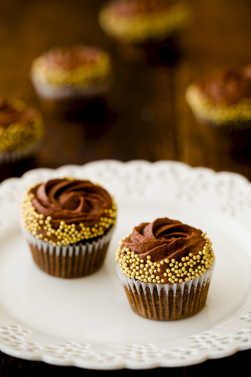 Rum Cupcakes with chocolate mousse frosting