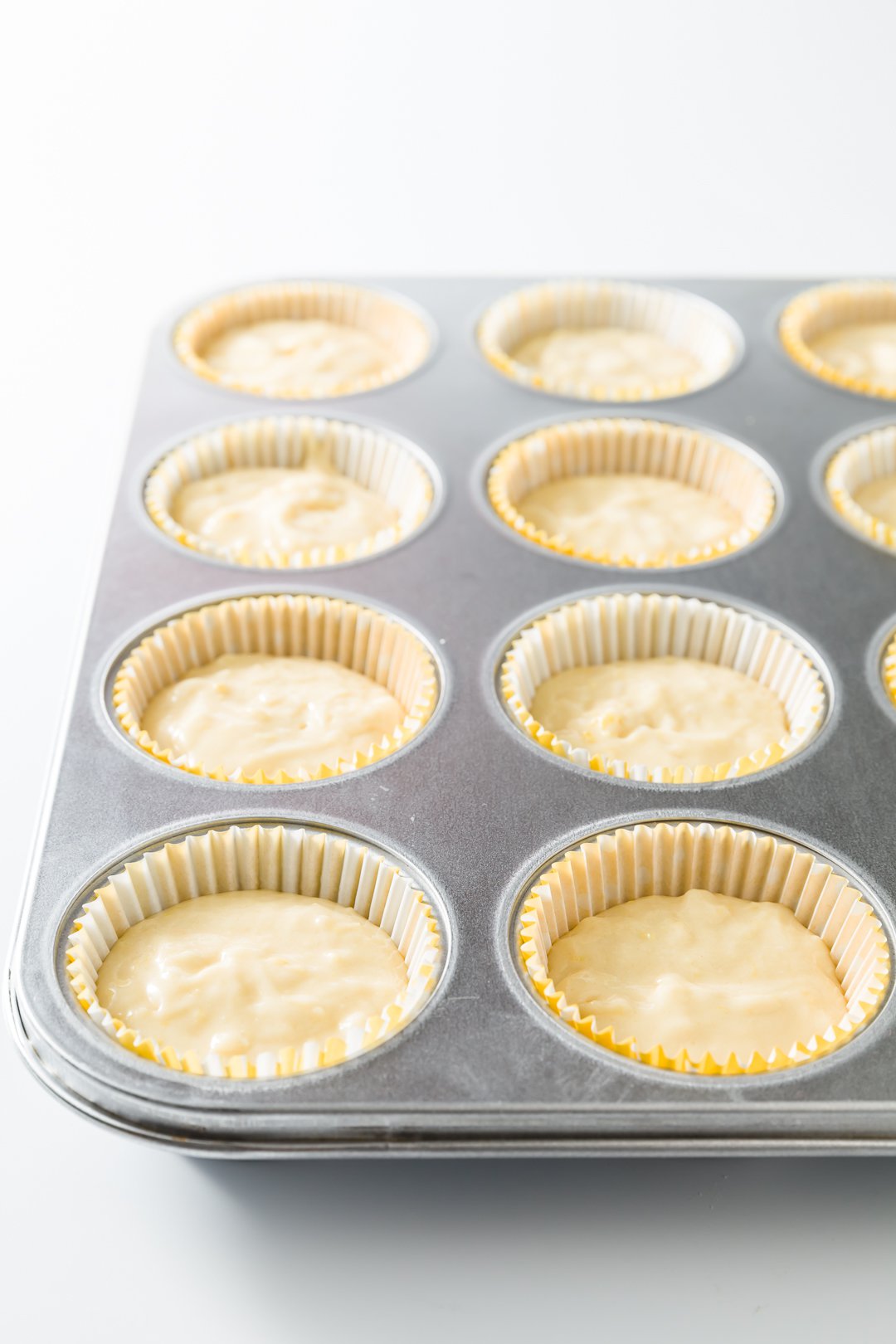 Lemon cupcakes ready to go into the oven