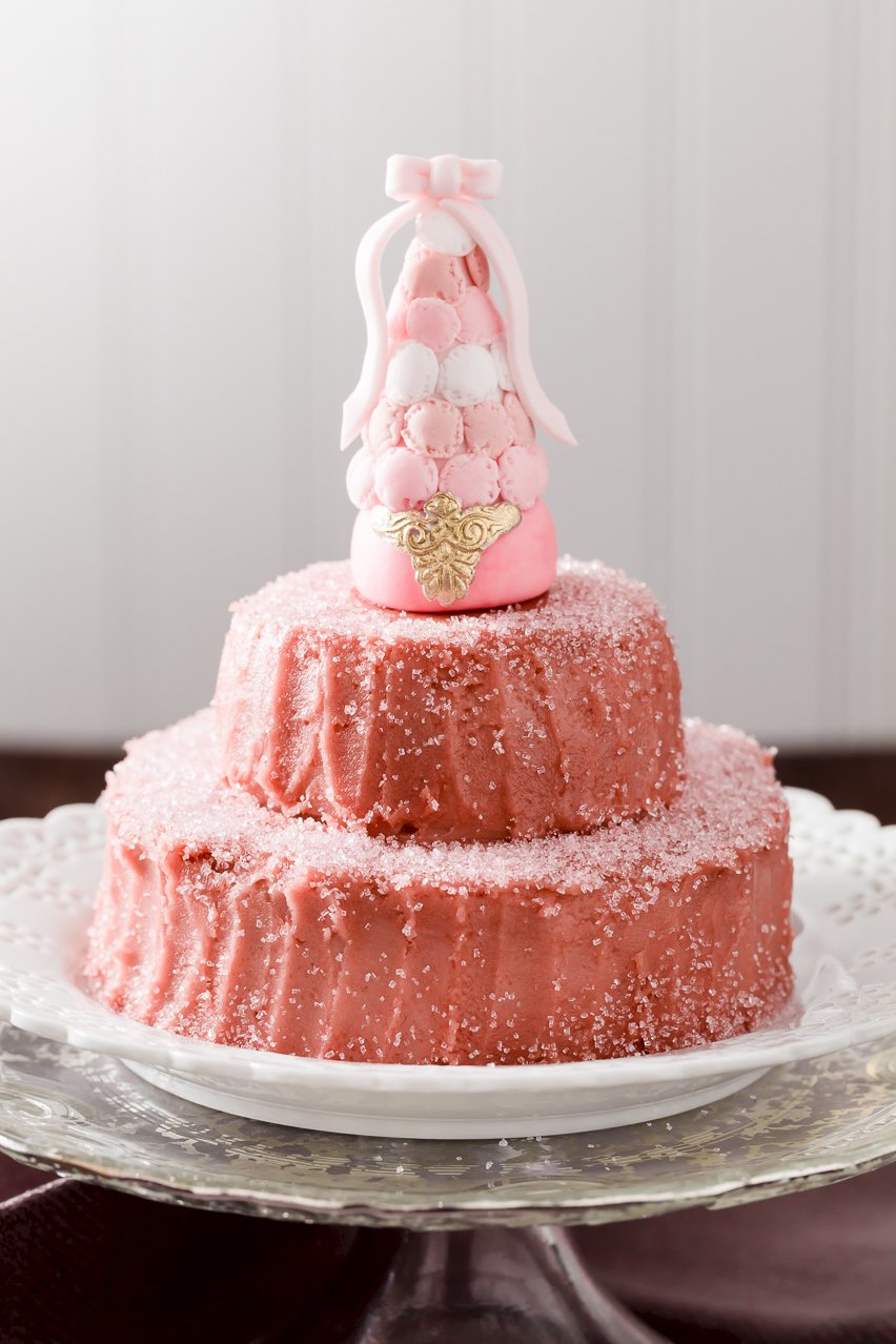 Cake Decorated With Pink French Buttercream Frosting