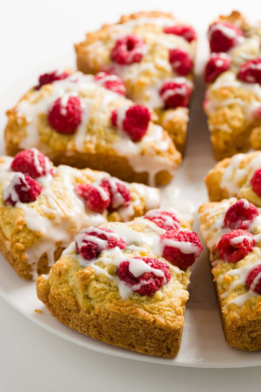 Raspberry Scones Buttery and Tender with a Lemon Glaze