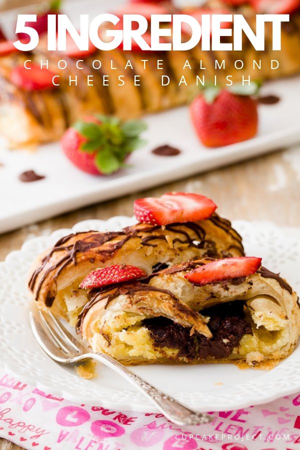 It’s a puff pastry cheese danish with the additions of almond paste and melted dark chocolate – flaky, chocolatey, and oh-so-decadent! One of the best sweet homemade treat that is easy and oh-so-yummy!