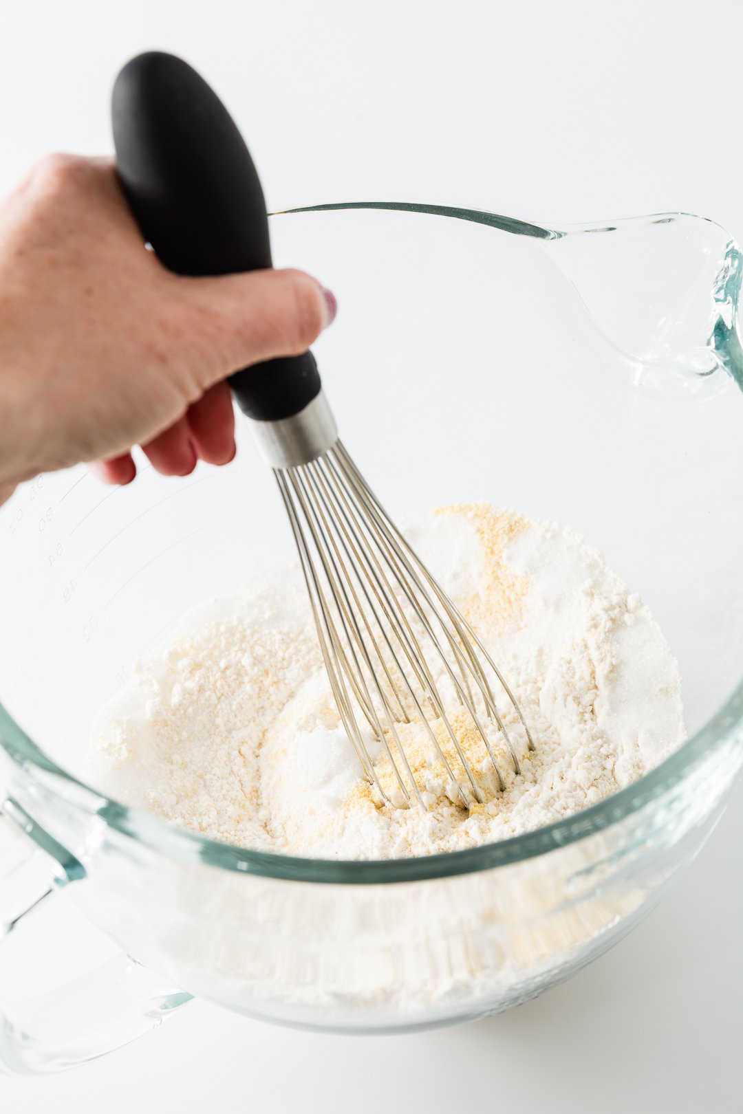 Whisking cornmeal and other dry ingredients