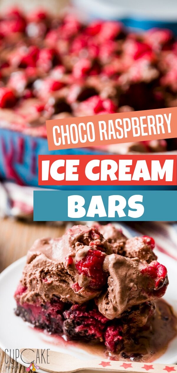 Quick and easy triple chocolate raspberry ice cream bars with different textures in each layer. You\'ll move from crunchy to icy to creamy to the pop of fresh raspberries. Everything is perfectly tasty! Make your summer memorable with this recipe!