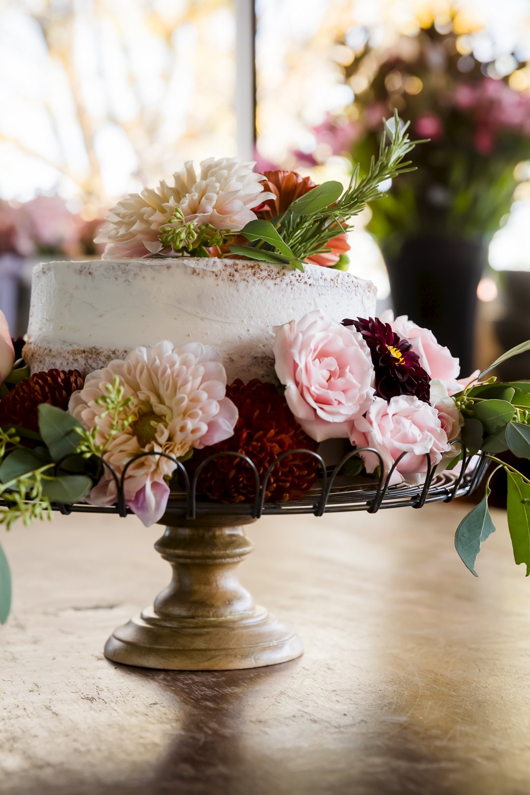 Cake decorated with edible flowers