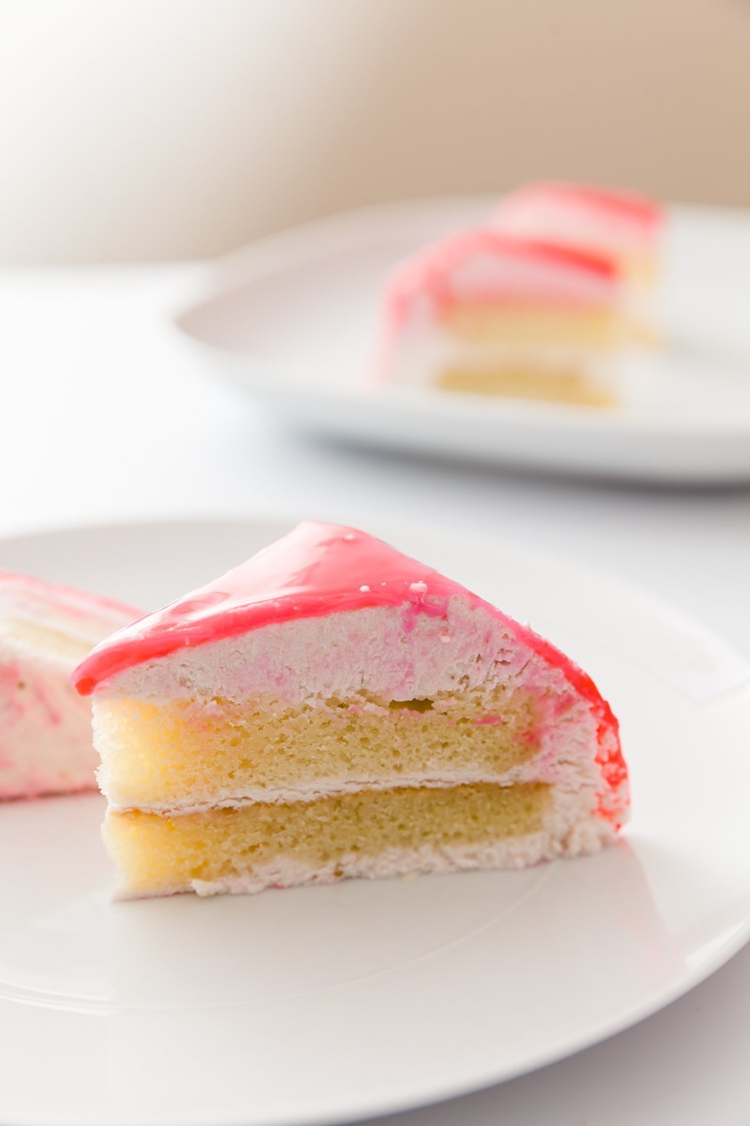 Vanilla and Strawberry Mousse Layer Cake