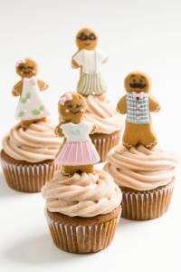 a group of gingerbread cupcakes