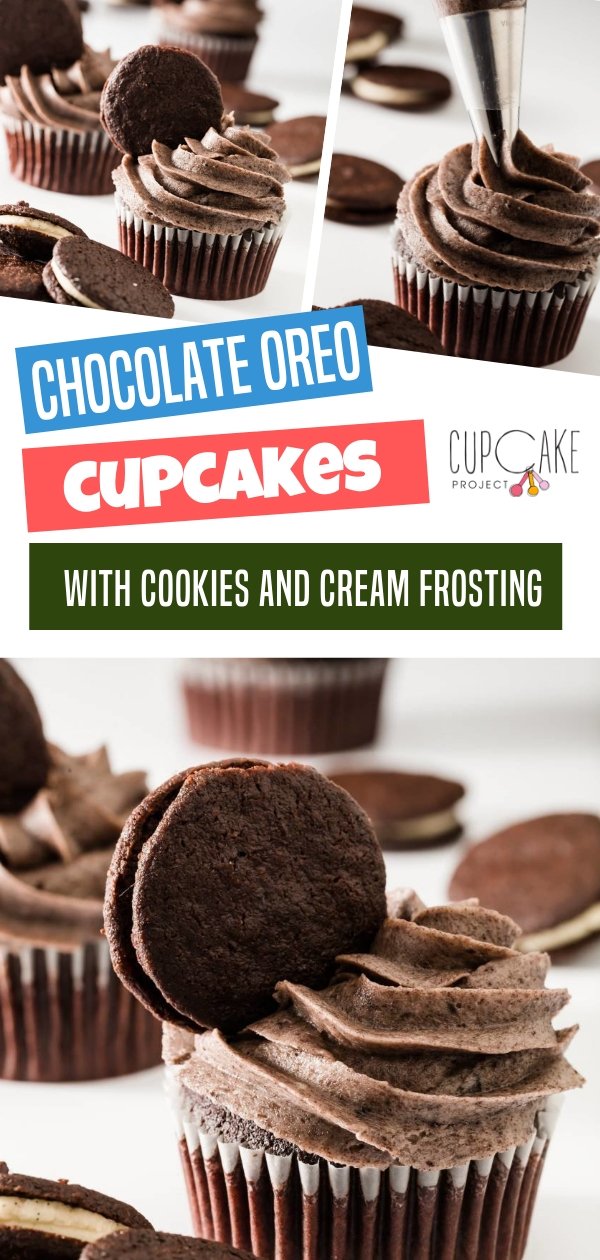 Chocolate Oreo Cupcakes with Cookies and Cream Frosting