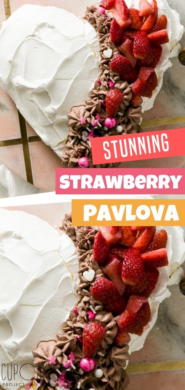 Looking for a heart dessert for your special someone? Try this Pavlova recipe! Pavlova may seem like a fancy dessert, but it is incredibly simple. This giant meringue is so versatile, you can decorate it however you want to!