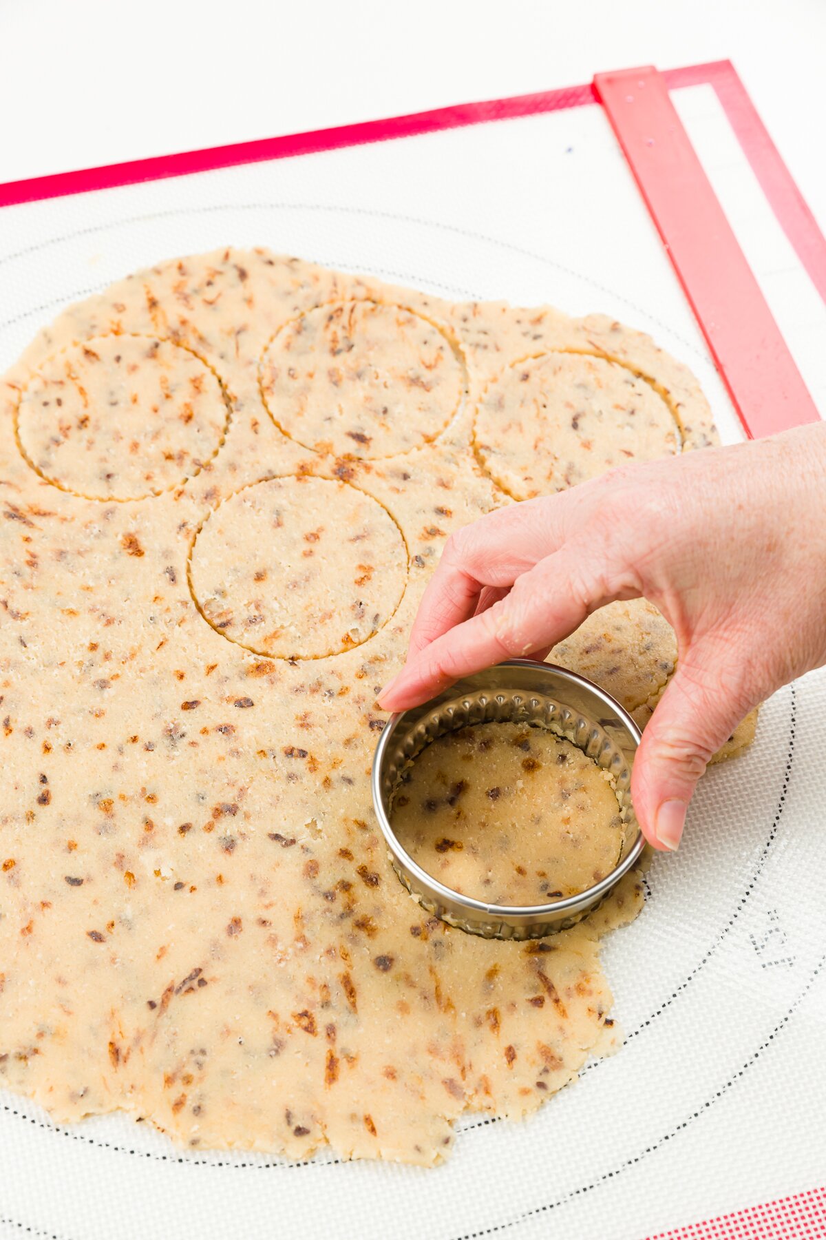Cutting out coffee cookie dough