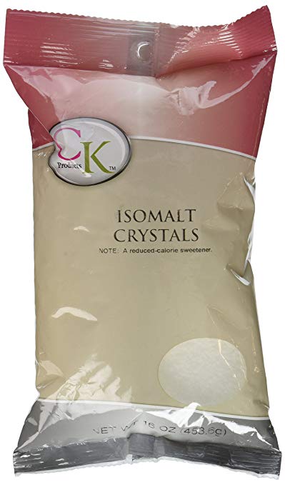 bag of isomalt crystals labeled CK