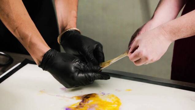 Two people stretching isomalt