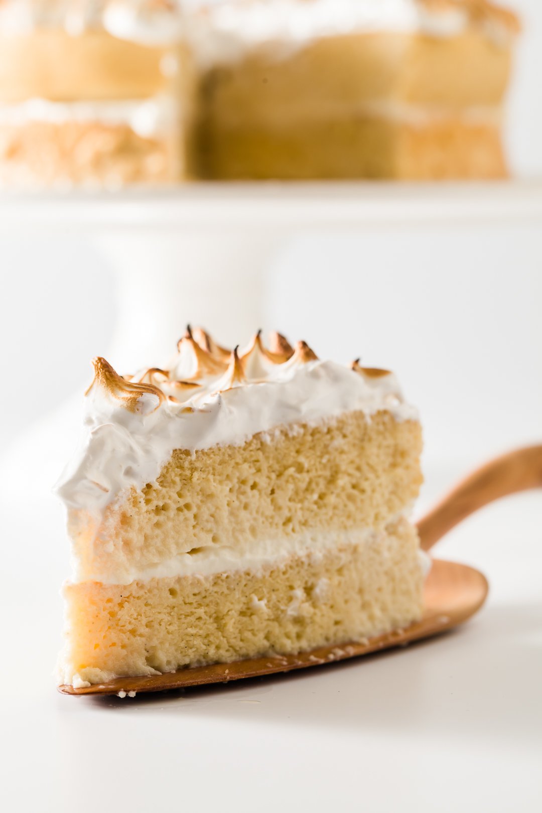 Slice of tres leches cake