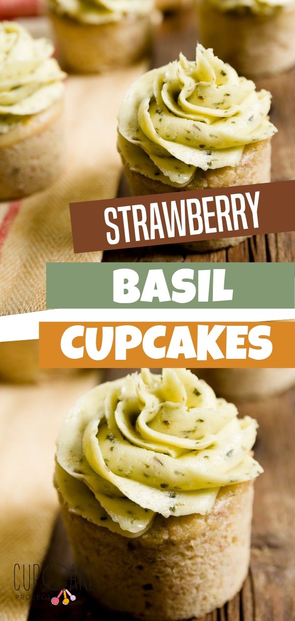 Strawberry Basil Cupcakes with Basil Buttercream