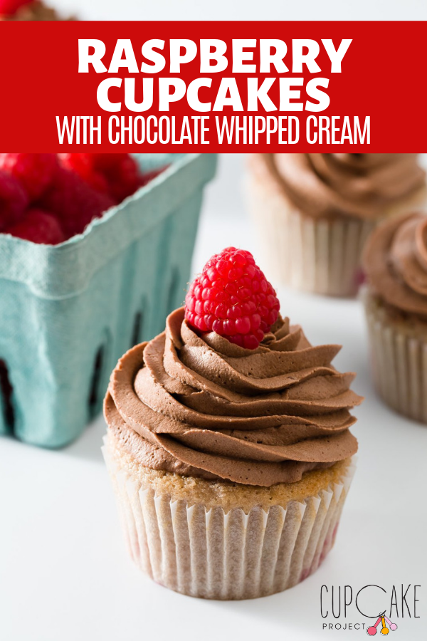 Raspberry Cupcakes with Chocolate Whipped Cream