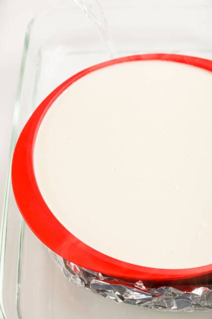 Tarta de queso en un baño de agua