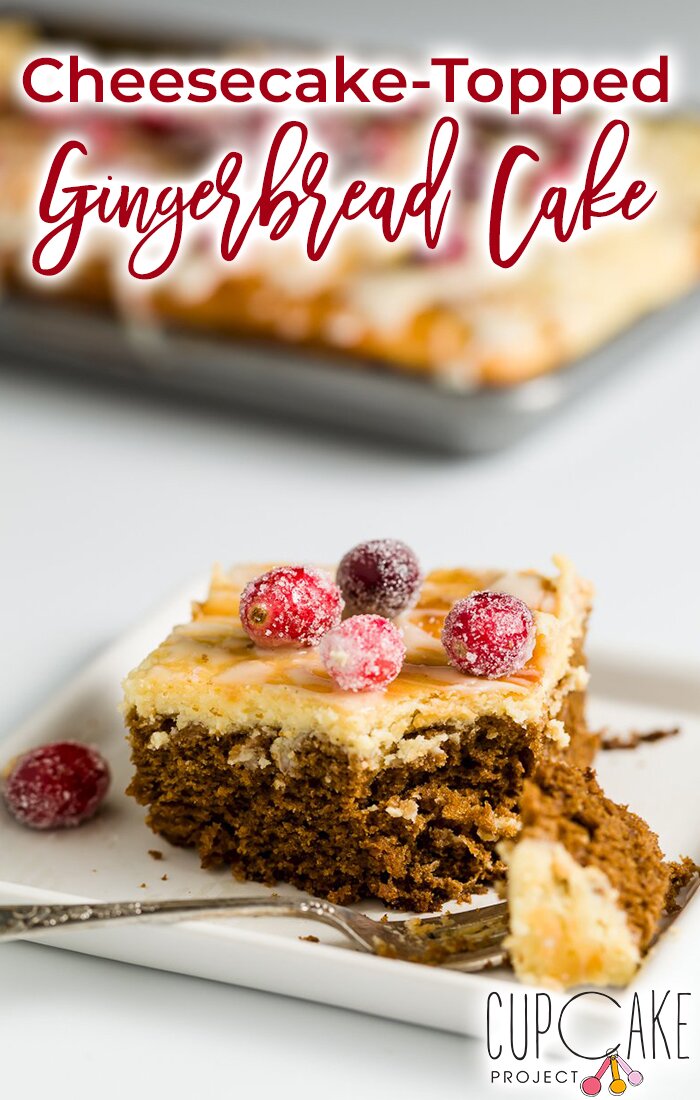 Cheesecake-Topped Gingerbread Cake for Christmas