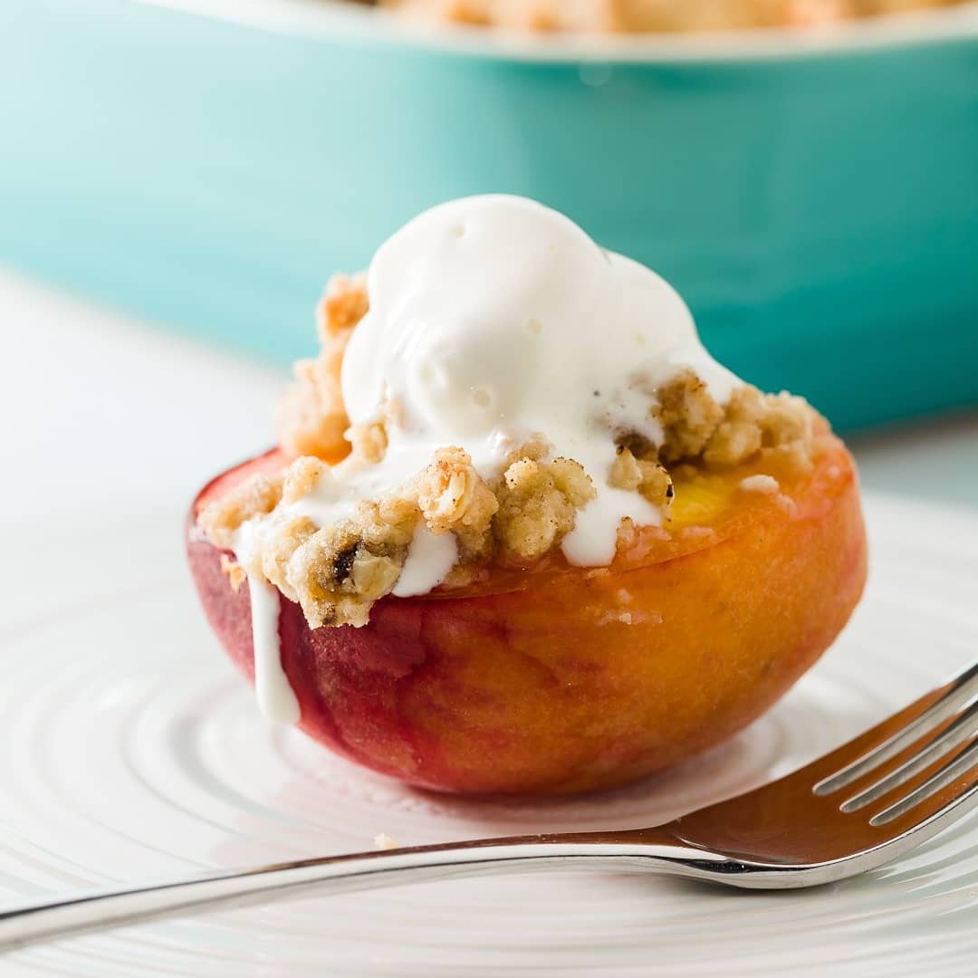 Gallery image for https://www.cupcakeproject.com/simple-stuffed-peach-crumble/